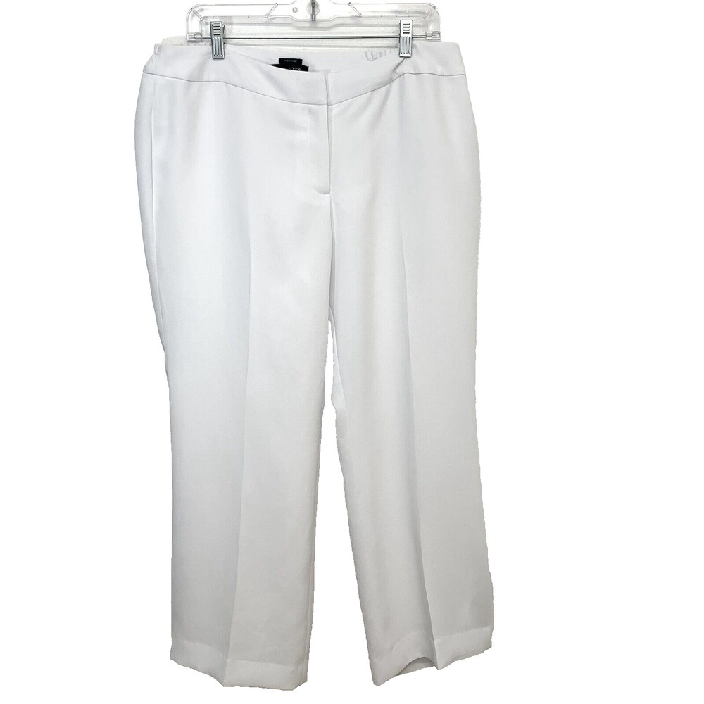Talbots Heritage White Straight Pants Woman 14WP Front Zip Classic Work Vacation
